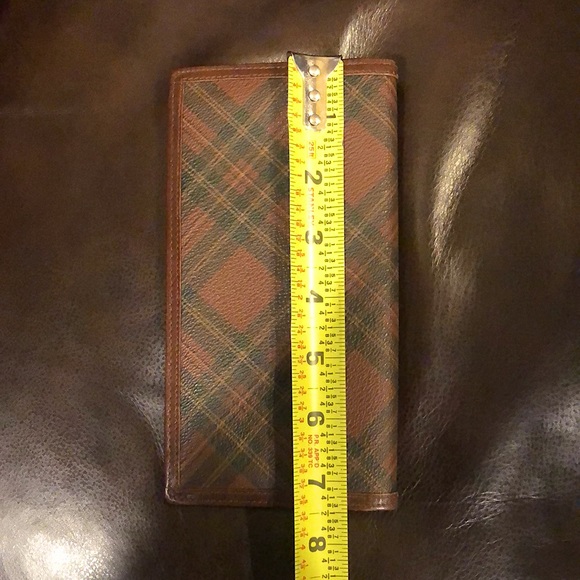RALPH LAUREN Brown Green Tartan Plaid Long Bifold Wallet with Coin Section - Picture 16 of 17